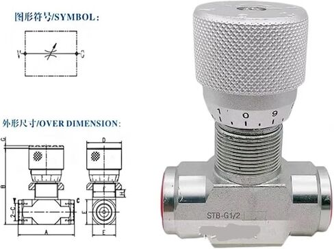 Hydraulic Two-Way Throttle Valve Throttle valve G1/4 G3/8 G1/2-L dual inlet and outlet cylinder speed regulation(G1) in Saudi Arabia