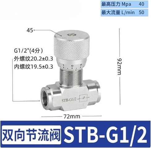 صمام خانق هيدروليكي ثنائي الاتجاه 1 قطعة STB G1/2 G1/4 G3/8 صمام هيدروليكي مقيد التدفق التحكم في الفولاذ الكربوني (G1-2) in Saudi Arabia