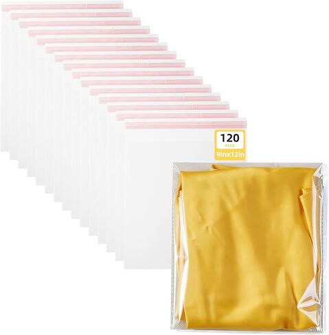 zzwjhpak Cellophane Bags, 120 Pcs Resealable Clear Poly Bags for Clothes, Party Favors, Artwork & Decorative Wrappers(9 * 12) in Saudi Arabia