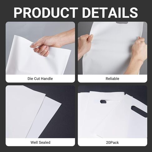 zzwjhpak 20 PCS Small White Gift Bags, 12"x15" Merchandise Bags for Small Businesses, Goodie Bags Party Favor Bags for Kids, Treat Bag Retail Bag with Handle for Kids Birthday, Christmas in Kuwait