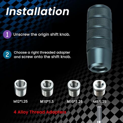 مقبض ناقل الحركة - تصميم من سبائك الألومنيوم بقياس 3.78 بوصة مع 4 محولات من السبائك، ومقابض ناقل الحركة مثالية للسيارات اليدوية والأوتوماتيكية ذات 4 و5 و6 سرعات، تناسب عالمي (رمادي) in Kuwait