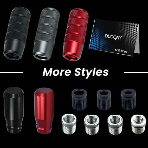 مقبض ناقل الحركة - تصميم من سبائك الألومنيوم بقياس 3.78 بوصة مع 4 محولات من السبائك، ومقابض ناقل الحركة مثالية للسيارات اليدوية والأوتوماتيكية ذات 4 و5 و6 سرعات، تناسب عالمي (رمادي) in Kuwait