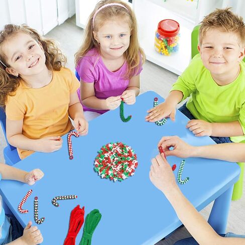 خرز Adiornchse لعيد الميلاد ثلاثي الشكل 2000 قطعة من الخرز البلاستيكي للحرف اليدوية للعطلات للأطفال خرزة حمراء وبيضاء لحرف قصب الحلوى مجموعة صنع الزينة in Kuwait