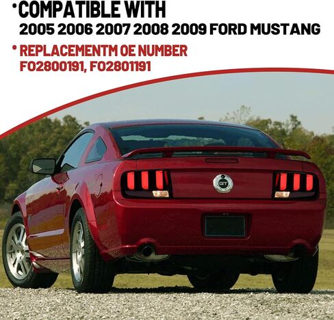 LED Sequential Tail Lights For 2005-2009 Ford Mustang, Smoked Black Tube Tail Lamp Red Brake Lights (Left + Right) in Saudi Arabia