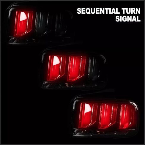 LED Sequential Tail Lights For 2005-2009 Ford Mustang, Smoked Black Tube Tail Lamp Red Brake Lights (Left + Right) in Saudi Arabia