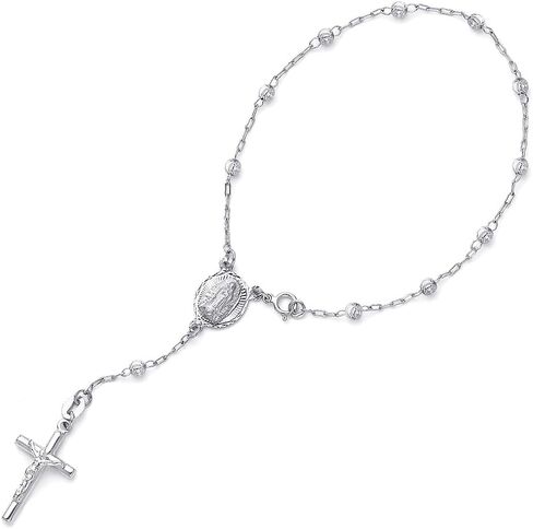 سوار من The World Jewelry Center 14 قيراط ذهبي ثلاثي الألوان 3 مم على شكل قمر مسبحة/روزاريو - 7.25 بوصة in Kuwait