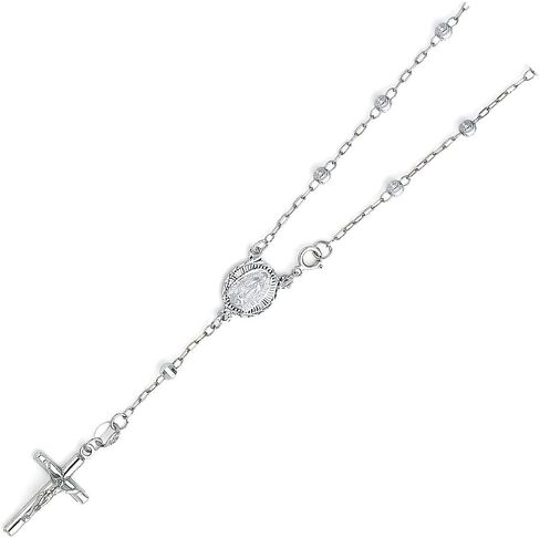 سوار من The World Jewelry Center 14 قيراط ذهبي ثلاثي الألوان 3 مم على شكل قمر مسبحة/روزاريو - 7.25 بوصة in Kuwait