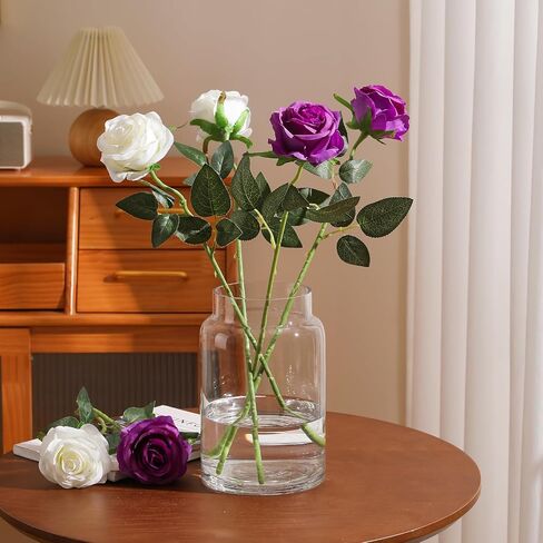 12 Pcs Artificial Roses Flowers Silk Flower Bouquet Fake Single Stem with Long Stem for Home Wedding Party Garden Decoration (Green) in Kuwait