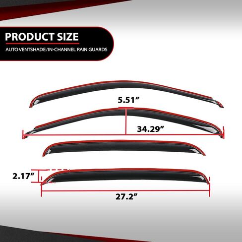 in-Channel Window Visors Rain Guards Side Wind Deflector Compatible with Chevy Silverado GMC Sierra 1500 Crew Cab Only 2007-2013, Avalanche 2007-2013, 2500 HD & 3500 HD/GMC Yukon XL 2007-2014 Smoke in Saudi Arabia
