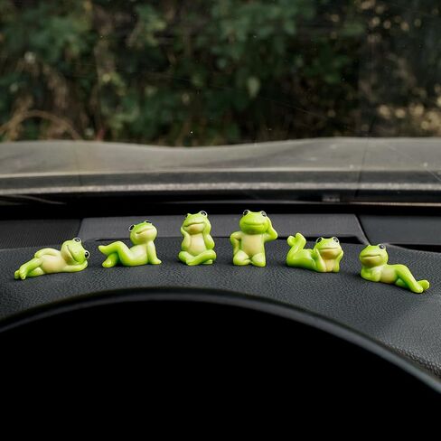 Luminous Frog Car Dashboard Decor, 6PCS Fun Frog Car Dash Decorations Car Rear View Mirror Ornament Interior Accessories for Home Office in Kuwait