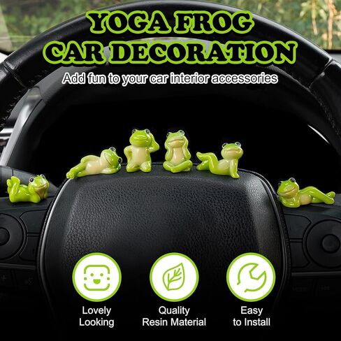 Luminous Frog Car Dashboard Decor, 6PCS Fun Frog Car Dash Decorations Car Rear View Mirror Ornament Interior Accessories for Home Office in Kuwait