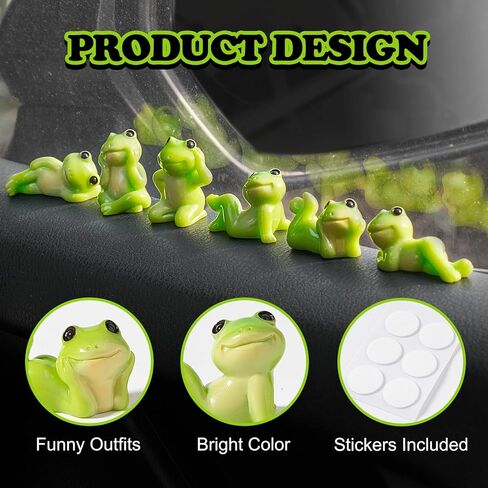 Luminous Frog Car Dashboard Decor, 6PCS Fun Frog Car Dash Decorations Car Rear View Mirror Ornament Interior Accessories for Home Office in Kuwait