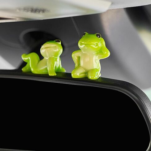 Luminous Frog Car Dashboard Decor, 6PCS Fun Frog Car Dash Decorations Car Rear View Mirror Ornament Interior Accessories for Home Office in Kuwait