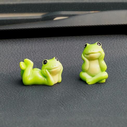 Luminous Frog Car Dashboard Decor, 6PCS Fun Frog Car Dash Decorations Car Rear View Mirror Ornament Interior Accessories for Home Office in Kuwait