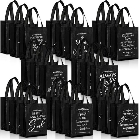 Aliceset Christian Gift Bags Bulk with Handle Medium Size Bible Verse Christmas Religious Gift Bags Reusable Non Woven Church Welcome Totes for Christmas Baptism Party Favors(24 Pcs,Bright Colors) in Saudi Arabia