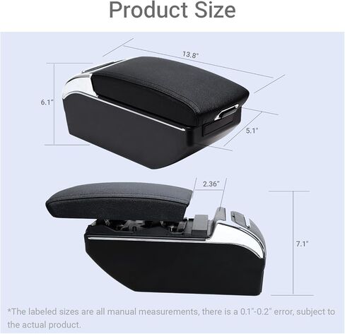 Compatible with Toyota Yaris Armrest Yaris IA Sedan, Adjustable Car Center Console Interior Accessories, Dual USB Chargers,Leather Car Seat Arm Support, Easy Installation (Yaris iA Sedan) in Saudi Arabia