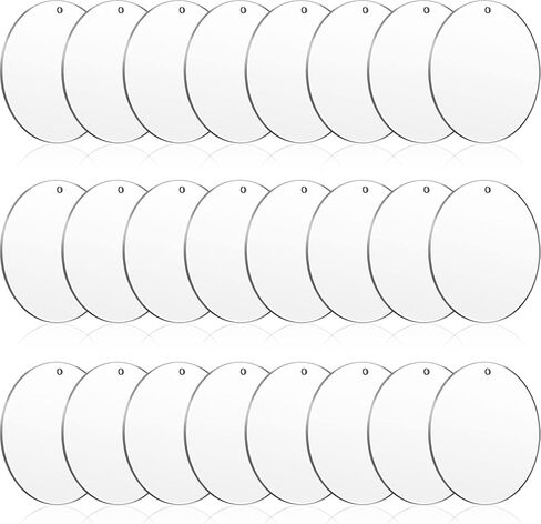 Outus 24 Pcs 3 Inch Acrylic Ornaments Clear Acrylic Disc Circle with Holes Clear Christmas Ornaments Blanks for DIY Decor Crafting Making and Painting in Saudi Arabia