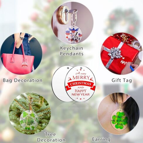 Outus 24 Pcs 3 Inch Acrylic Ornaments Clear Acrylic Disc Circle with Holes Clear Christmas Ornaments Blanks for DIY Decor Crafting Making and Painting in Saudi Arabia