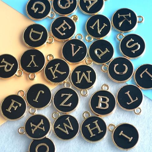 A-Z Letter Charms Round Enamel Alphabet Initial Pendant for Jewelry Making,Double-Side for Necklace Bracelet Earring DIY Craft in Saudi Arabia