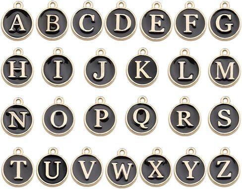 A-Z Letter Charms Round Enamel Alphabet Initial Pendant for Jewelry Making,Double-Side for Necklace Bracelet Earring DIY Craft in Saudi Arabia
