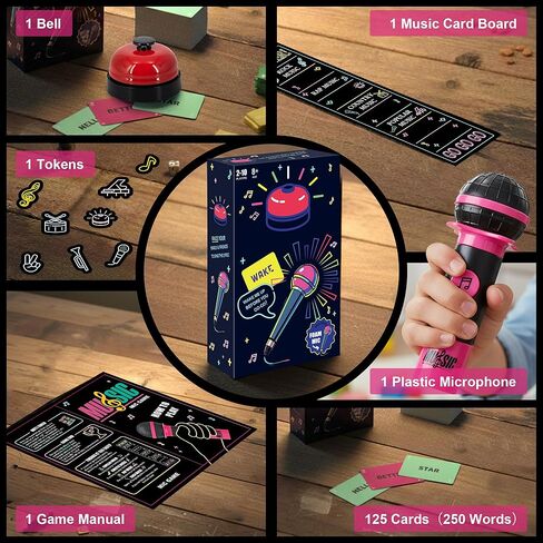 Party Game-Ultimate Music Trivia Challenge for 2-10 Players,New Music Version of Family Card Game,125 Lyric Cards, Microphone & Games Board,Perfect for Adults & Music Lovers Games Night in Saudi Arabia