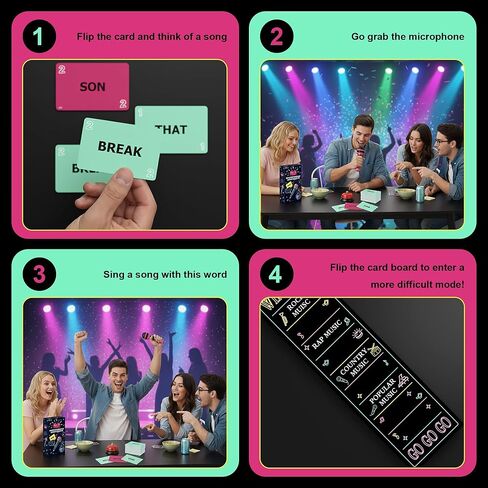 Party Game-Ultimate Music Trivia Challenge for 2-10 Players,New Music Version of Family Card Game,125 Lyric Cards, Microphone & Games Board,Perfect for Adults & Music Lovers Games Night in Saudi Arabia