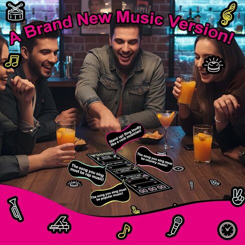 Party Game-Ultimate Music Trivia Challenge for 2-10 Players,New Music Version of Family Card Game,125 Lyric Cards, Microphone & Games Board,Perfect for Adults & Music Lovers Games Night in Saudi Arabia