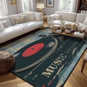 سجادة منطقة مستديرة سوداء اللون لسجل الموسيقى لغرفة النوم وغرفة المعيشة والدراسة واللعب، سجادة أرضية مضادة للانزلاق سجاد ديكور المنزل، قطر 3 بوصات in Kuwait