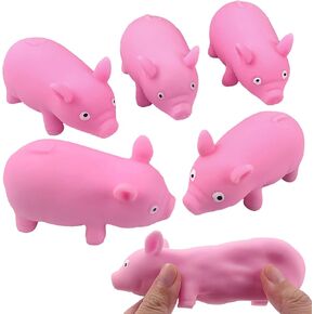 6 Pack Pink Pig Squishy Toys，Large Cute Ultra Soft Kitty Squeeze Fidget Toys for Stress Relief ,Kawaii Squishies Sticky Animal Toys for Adults Kids,Decompression Sensory Balls Toys for Autism in Kuwait