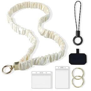 Scrunchie Lanyard for ID Badge and Keys – Soft Elastic Polyester Neck Strap, Comfortable Keychain Holder for Women and Men in Saudi Arabia