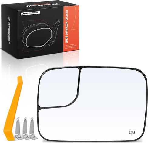 A-Premium Front Left Driver Side Heated Mirror Glass with Backing Plate Compatible with Dodge Ram 1500 2500 3500, 2005 2006 2007 2008 2009 - Exterior Side View Flat Mirror, Replace # 5161011AA in Saudi Arabia