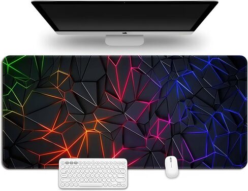 3D Illusion Geometric Large Mouse Pad 27.5x11.8 Inches with Geometric Design, Multi-Functional Desk Mat for Office and Gaming in Saudi Arabia