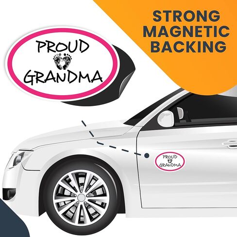 ملصق مغناطيسي بيضاوي باللونين الأبيض والأسود من Magnet Me Up Proud Grandma، مقاس 4x6 بوصة، مغناطيس سيارات عالي التحمل لشاحنة السيارة وسيارات الدفع الرباعي in Saudi Arabia