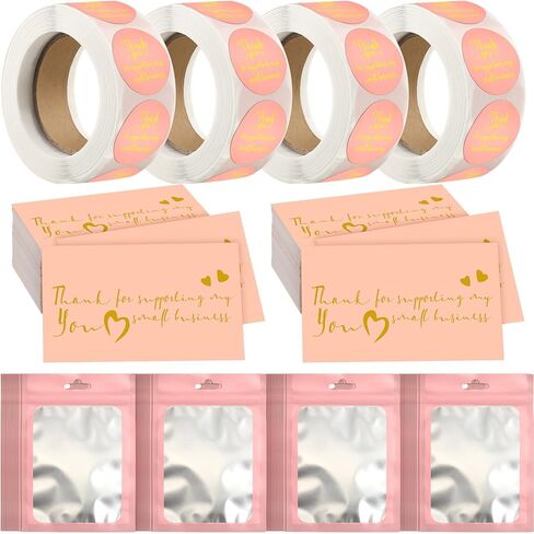 2280 Pcs Easter Thank You Cards and Stickers Small Business Packaging Supplies Bracelet Jewelry Gloss Thank You for Supporting My Small Business Stuff Essentials(Black, White, Gold, Pink) in Kuwait