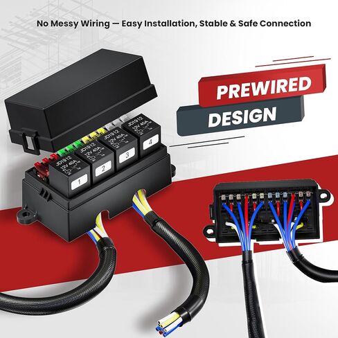 طقم صندوق مرحل ومصهر 12 فولت مع 4 مرحلات JD1912 و12 صمامات شفرة، كتلة توزيع طاقة السيارات مع حزام الأسلاك لشاحنة السيارة RV UTV للطرق الوعرة in Kuwait