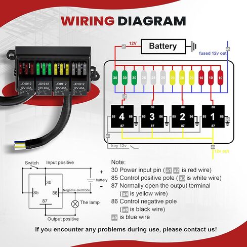 طقم صندوق مرحل ومصهر 12 فولت مع 4 مرحلات JD1912 و12 صمامات شفرة، كتلة توزيع طاقة السيارات مع حزام الأسلاك لشاحنة السيارة RV UTV للطرق الوعرة in Kuwait