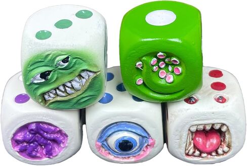 Halloween Demon Dice Set of 5 - Resin Spooky Dice for Tabletop RPG, Horror Decor & Party Supplies, Halloween Game Accessories, Resin Crafted Decor Pieces, Dice Set in Saudi Arabia