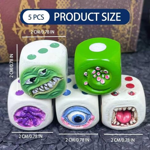 Halloween Demon Dice Set of 5 - Resin Spooky Dice for Tabletop RPG, Horror Decor & Party Supplies, Halloween Game Accessories, Resin Crafted Decor Pieces, Dice Set in Saudi Arabia