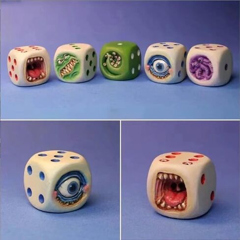 Halloween Demon Dice Set of 5 - Resin Spooky Dice for Tabletop RPG, Horror Decor & Party Supplies, Halloween Game Accessories, Resin Crafted Decor Pieces, Dice Set in Saudi Arabia