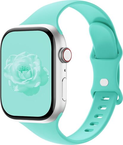 Thin Silicone Band Compatible with Apple Watch 41mm 38mm 40mm 45mm 42mm 44mm,Slim Narrow Replacement Sport Strap Wristband for iWatch Series SE 9 8 7 6 5 4 3 2 1 Women Men in Saudi Arabia