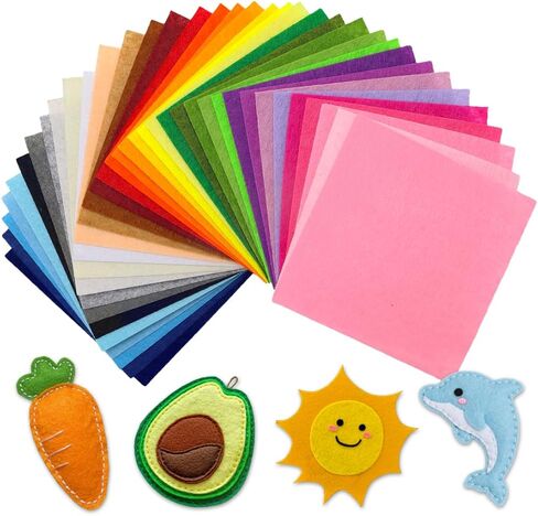 Felt Sheets, 36pcs 4"x4", 36 Colors, Fabric, Nonwoven for DIY and Sewing Projects.LCS. in Saudi Arabia
