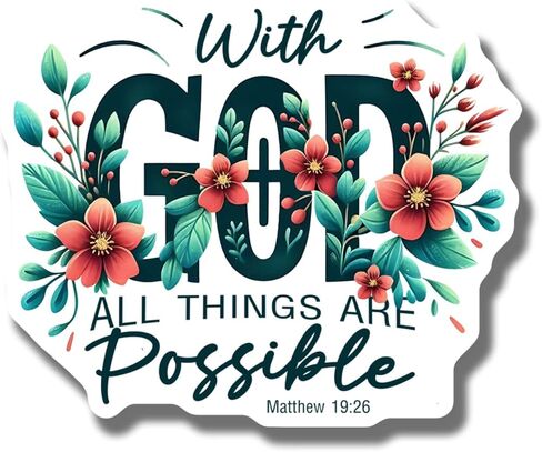 with God All Things are Possible Magnet Matthew Car Magnet 19 26 Inspirational Christian Decor Faith Quote Refrigerator Magnet - AAMT1677 in Kuwait