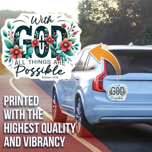 with God All Things are Possible Magnet Matthew Car Magnet 19 26 Inspirational Christian Decor Faith Quote Refrigerator Magnet - AAMT1677 in Kuwait