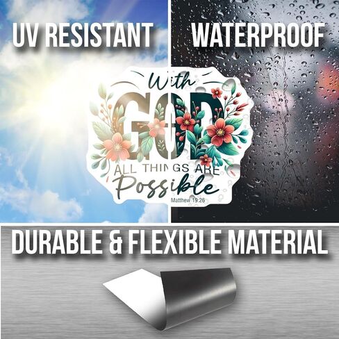 with God All Things are Possible Magnet Matthew Car Magnet 19 26 Inspirational Christian Decor Faith Quote Refrigerator Magnet - AAMT1677 in Kuwait