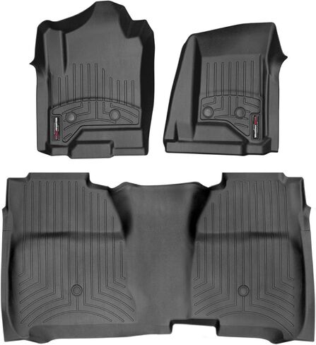Weathertech Custom Fit FloorLiners for GMC Sierra 2500HD / 3500HD, Silverado 2500HD/3500HD, 1st & 2nd Row (4412661V-445422V), Black in Saudi Arabia