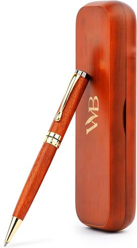 Wordsworth and Black Ballpoint Pen Set - Stunning Luxury Pen Bamboo Rosewood Gold Finish, Refillable, Best Ball Pen for Men & Women, Black Ink Refill, Elegant, Point Pen in Kuwait