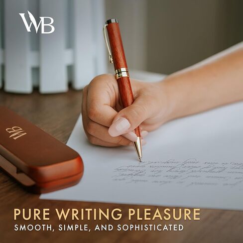 Wordsworth and Black Ballpoint Pen Set - Stunning Luxury Pen Bamboo Rosewood Gold Finish, Refillable, Best Ball Pen for Men & Women, Black Ink Refill, Elegant, Point Pen in Kuwait