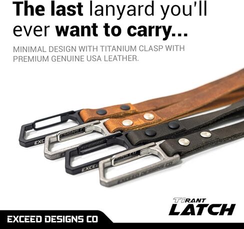 Exceed Designs LATCH 6" Leather + Titanium Carabiner Wrist Lanyard (Heavy Duty GR5 Ti + USA MADE Real Leather) Keys Keychain in Saudi Arabia
