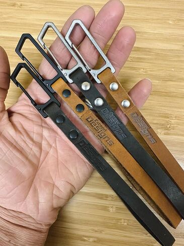 Exceed Designs LATCH 6" Leather + Titanium Carabiner Wrist Lanyard (Heavy Duty GR5 Ti + USA MADE Real Leather) Keys Keychain in Saudi Arabia