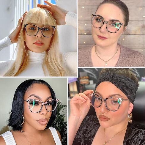 Zeelool Oversized Blue Light Blocking Glasses for Women, Butterfly Glasses Frame Eyeglasses with Clear Lenses Hilary FX0206 in Kuwait